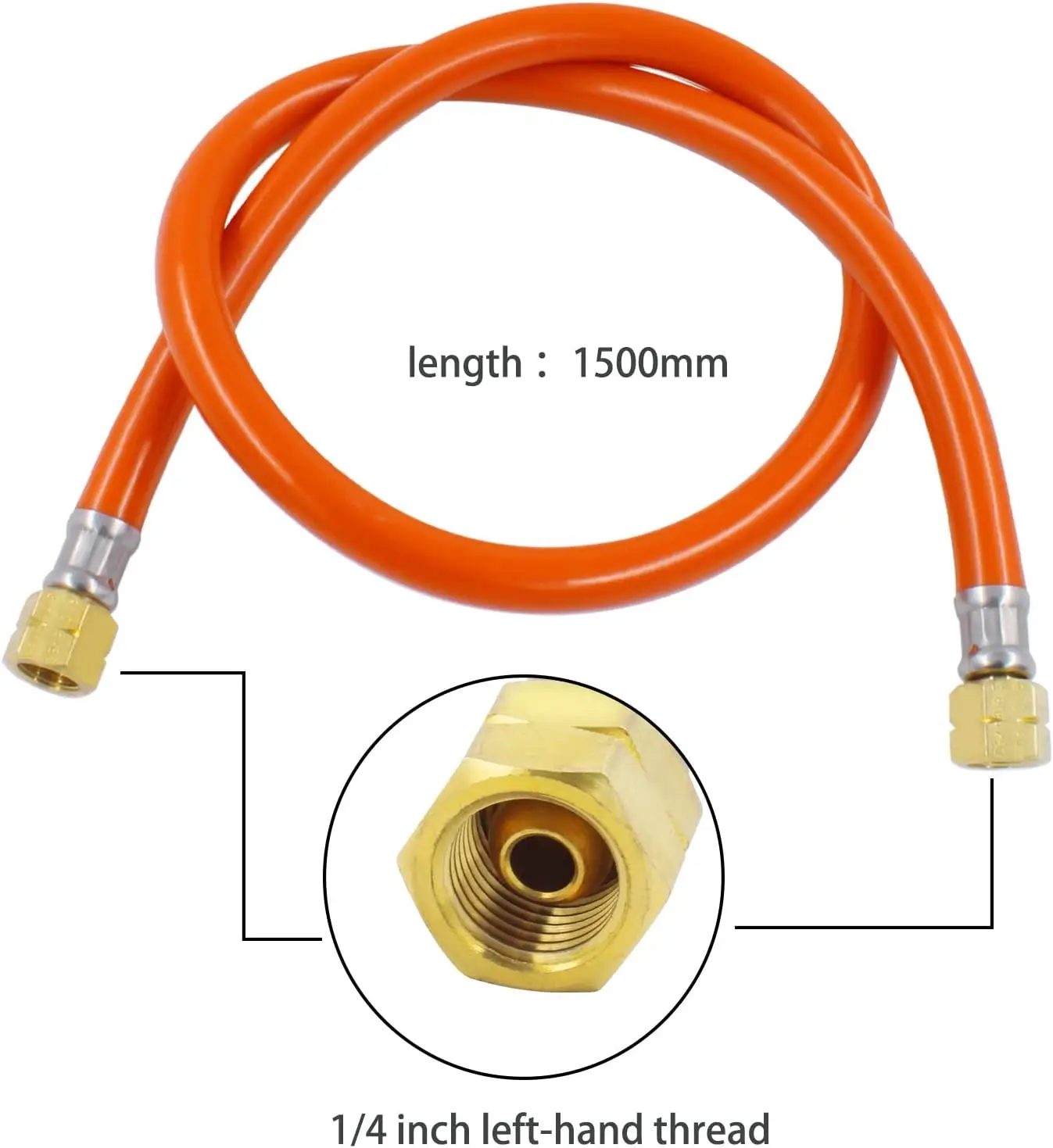 Gas Regulator Pressure Regulator 50 Mbar + Gas Hose 150 Cm 1/4 Inch Left Thread Operating Pressure for Camping