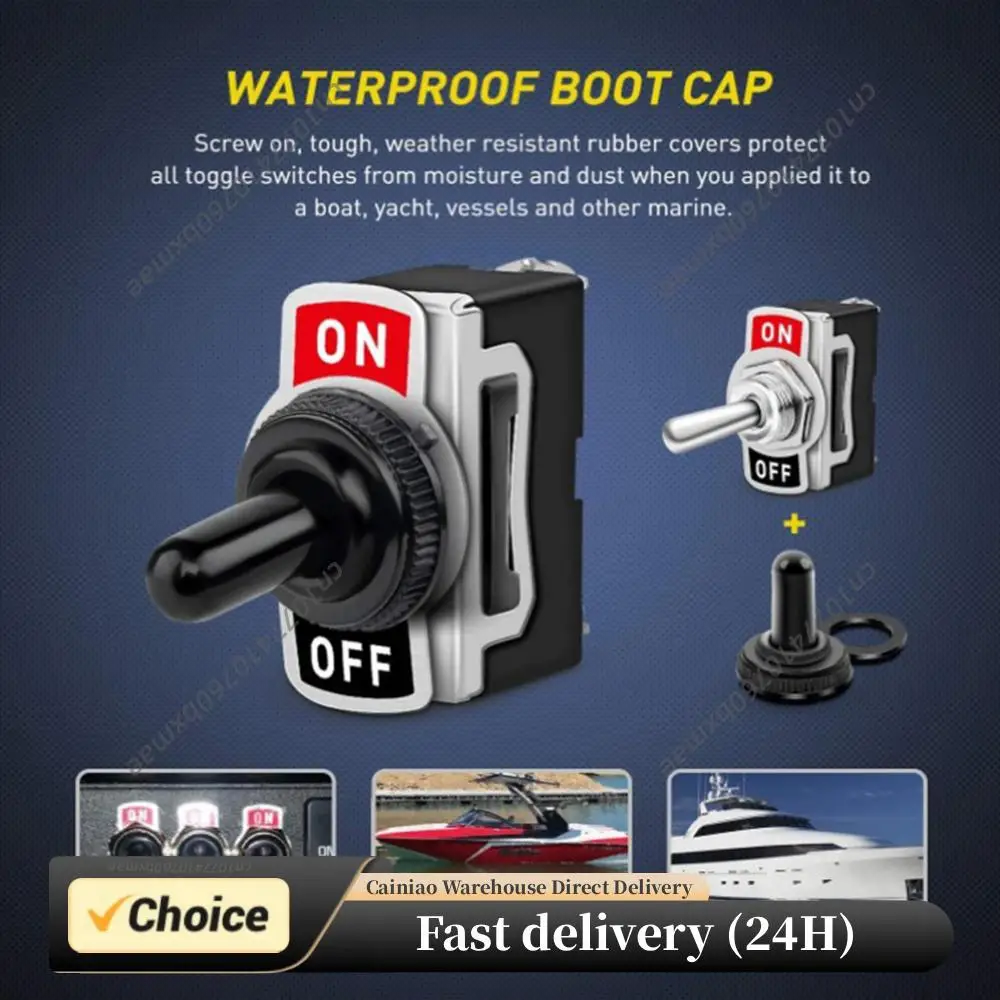 

12V Toggle Flick Switch Metal Toggle Flick Switches with Waterproof Cover Car Rocker On Off SPST Terminal Auto Toggle Switch