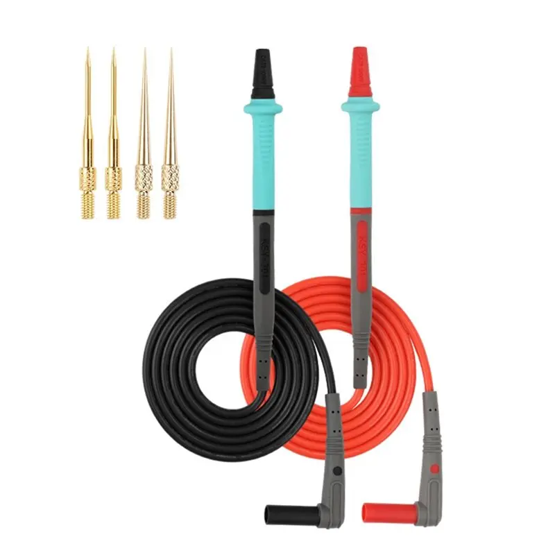 RABIT AS59~ 4X Stainless Steel Multimeter Pen Silicone Test Leads Set 0.1Mm Replaceable Gold Plated Probe For Digital Multimeter