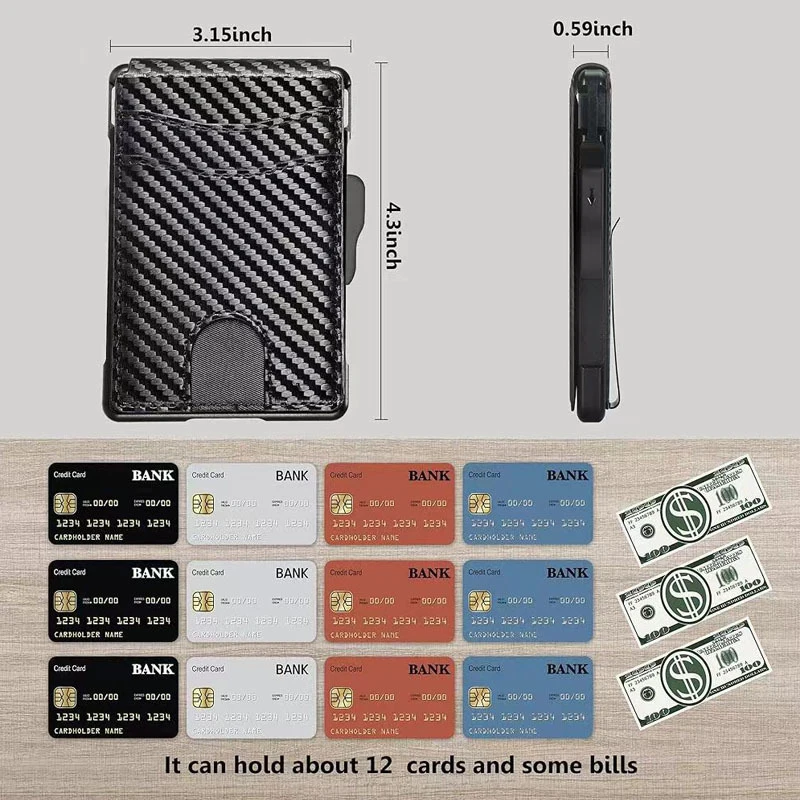 Minimalistische Geldbörse EDC Taktisches, schlankes PU-Leder-Kreditkartenetui RFID-blockierende Bifold-Smart-Geldbörsen mit Geldklammer für Herren – Detail 3