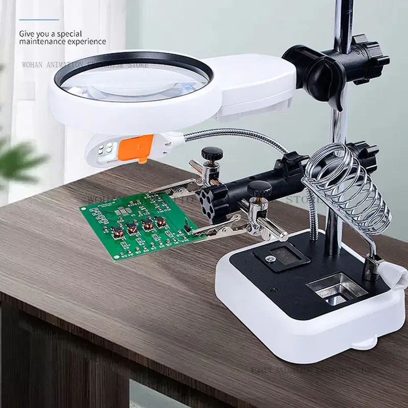 

Hot Sale Workbench With Power Supply HD Watch Repair Desk Lamp Hand Engraving Welding Inspection Metal Magnifying Glass