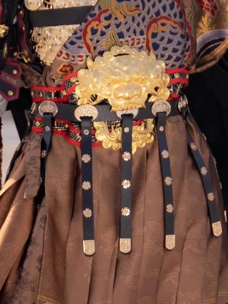 Chinese Ancient Hanfu Ming Dynasty Hanfu Costume Robe Arm Guard Hanfu Armor Waist Cover Waist Guard Hanfu Accessory Belt