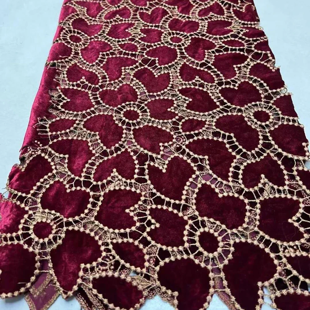 Multicolor Options Velvet Lace Black Laser Cutting Embroidered Milk Silk Fabric For Women Edge  Border Clothing Decration 5yards