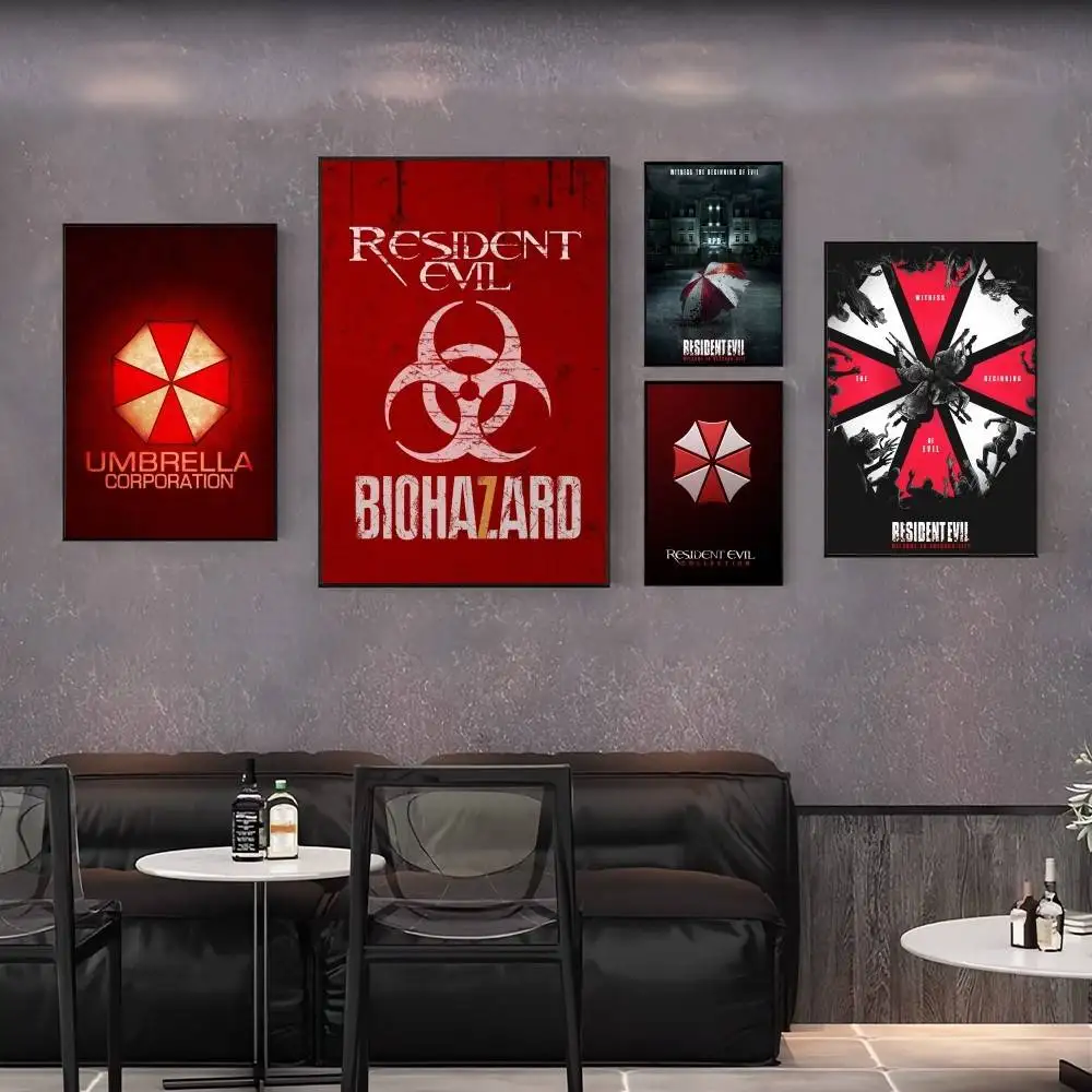 Game R-ReSiDeNt-T e-EviL-l Logo Poster High Quality Dorm Living Room Aesthetic Wall Decoration Painting Stickers