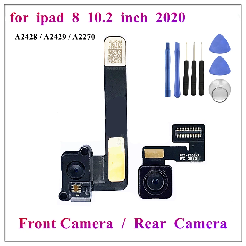 1Pcs Rear Back Main Front Camera Lens Module Flex Cable For iPad 8 10.2 Inch 2020 A2428 A2429 A2270 Big Face Small Cam Connector