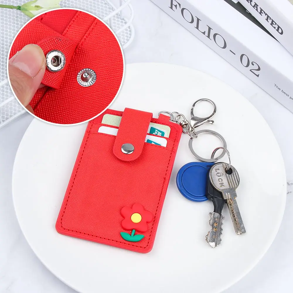 Cartoon PU Leather Card Pouch Case com chaveiro, ID Cards Holder, Slim Business Card Bag, Bonito