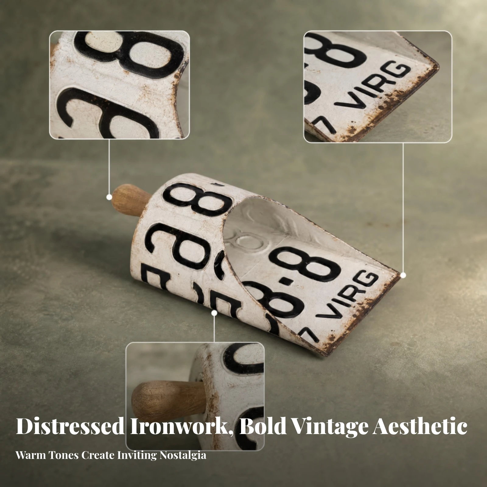 Rope Loop Vintage Tin Sign Easy to Hang House Decoration Weathered Wall-Hanging Shovel Decorative Shovel