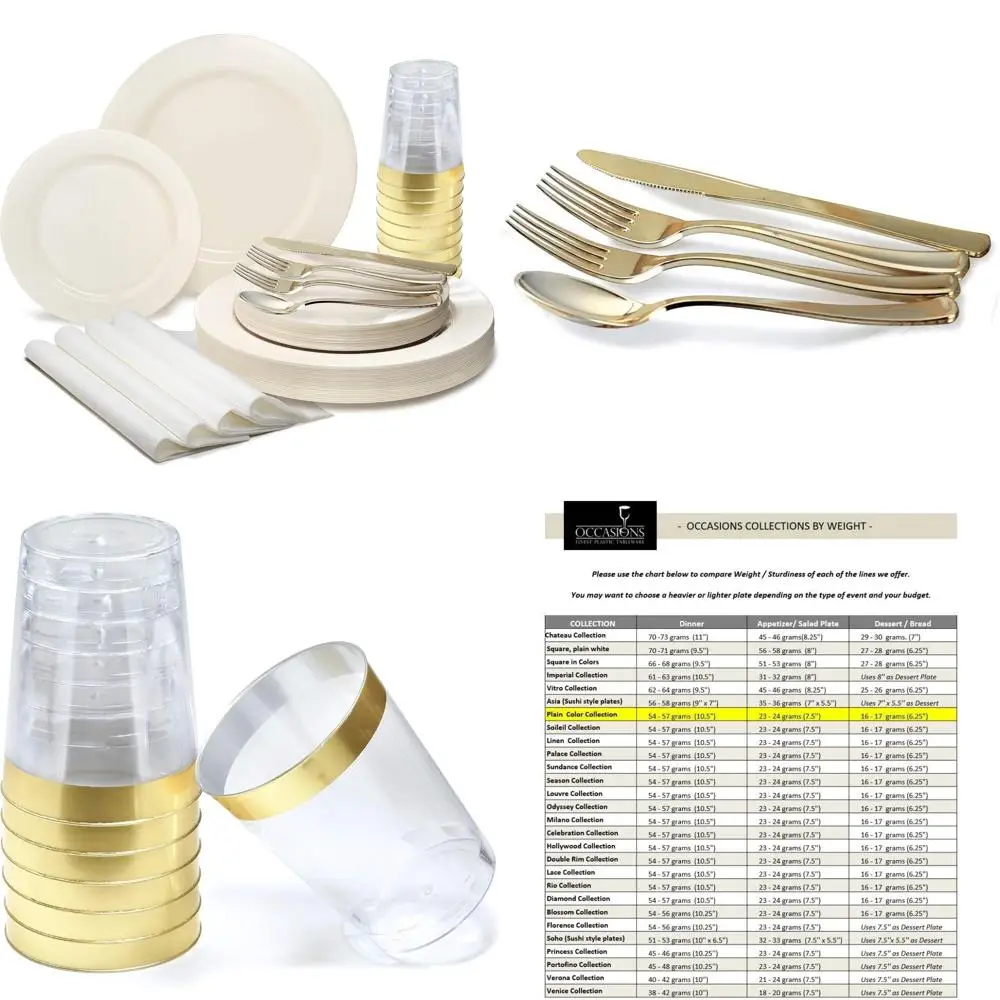 

Набор одноразовых пластиковых тарелок для 25 гости — тяжелая свадебная вечеринка, 50 тарелок (25 x 10,5 и 25 x 7,5) со серебряным посудом в комплекте