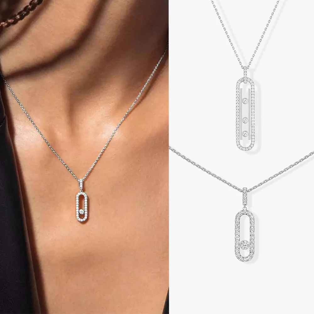 S925 sterling silver necklace, fashionable messica brand, classic MOVE Uno series, women's gold necklace, French luxury jewelry