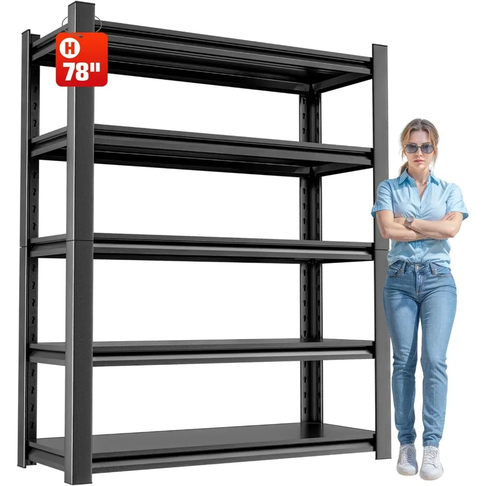 

Металлический стеллаж — 5-уровневый сверхпрочный стеллаж для хранения в гараже, промышленном и универсальном использовании — прочный металлический стеллаж для хранения, 18 дюймов, D x4