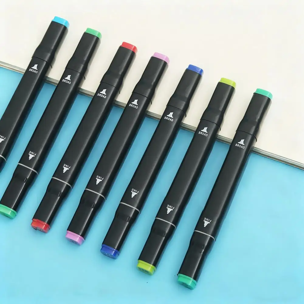 

80-цветные маркеры для рисования, маркеры для художественных эскизов с двойным наконечником, двуглавый маслянистый художественный маркер для иллюстраций, школьные принадлежности