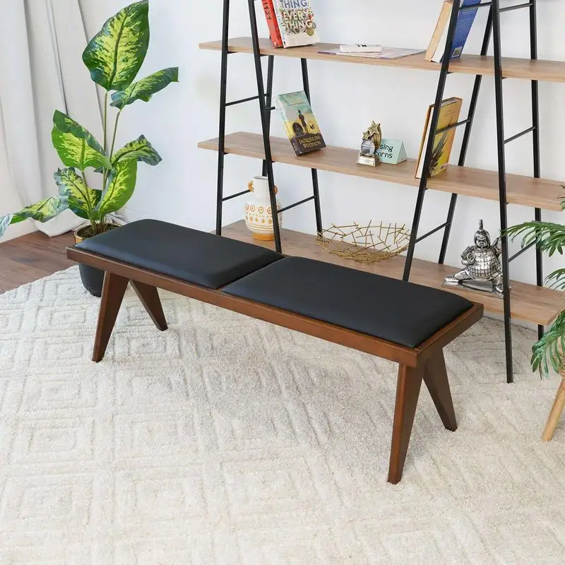 

New Keira Black Vegan Leather Bench for Modern Home Decor and Stylish Seating