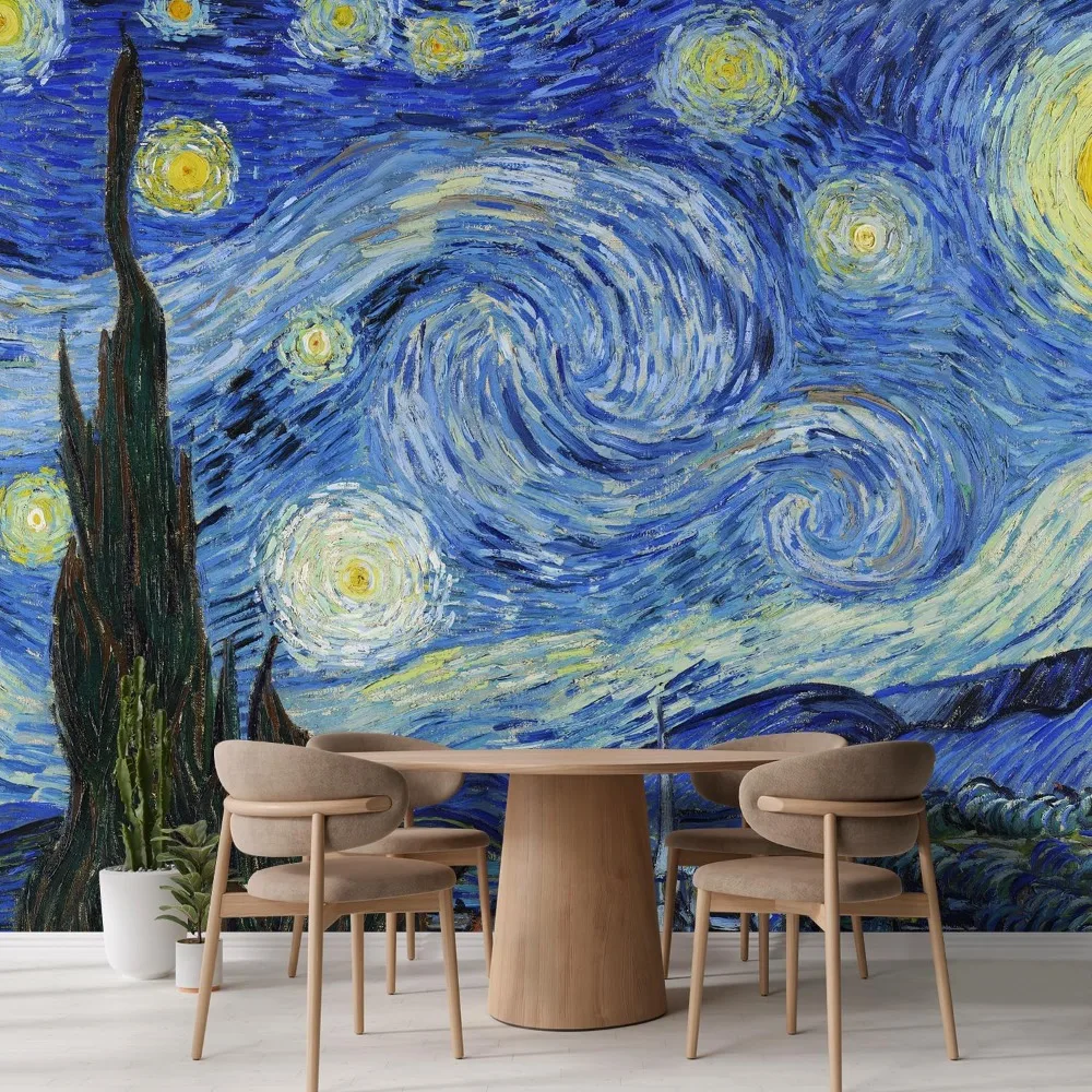 Adesivo da parete/muro murale La bella notte stellata di Van Gogh sognante, non staccabile e incollata, carta da parati non tessuta decorativa