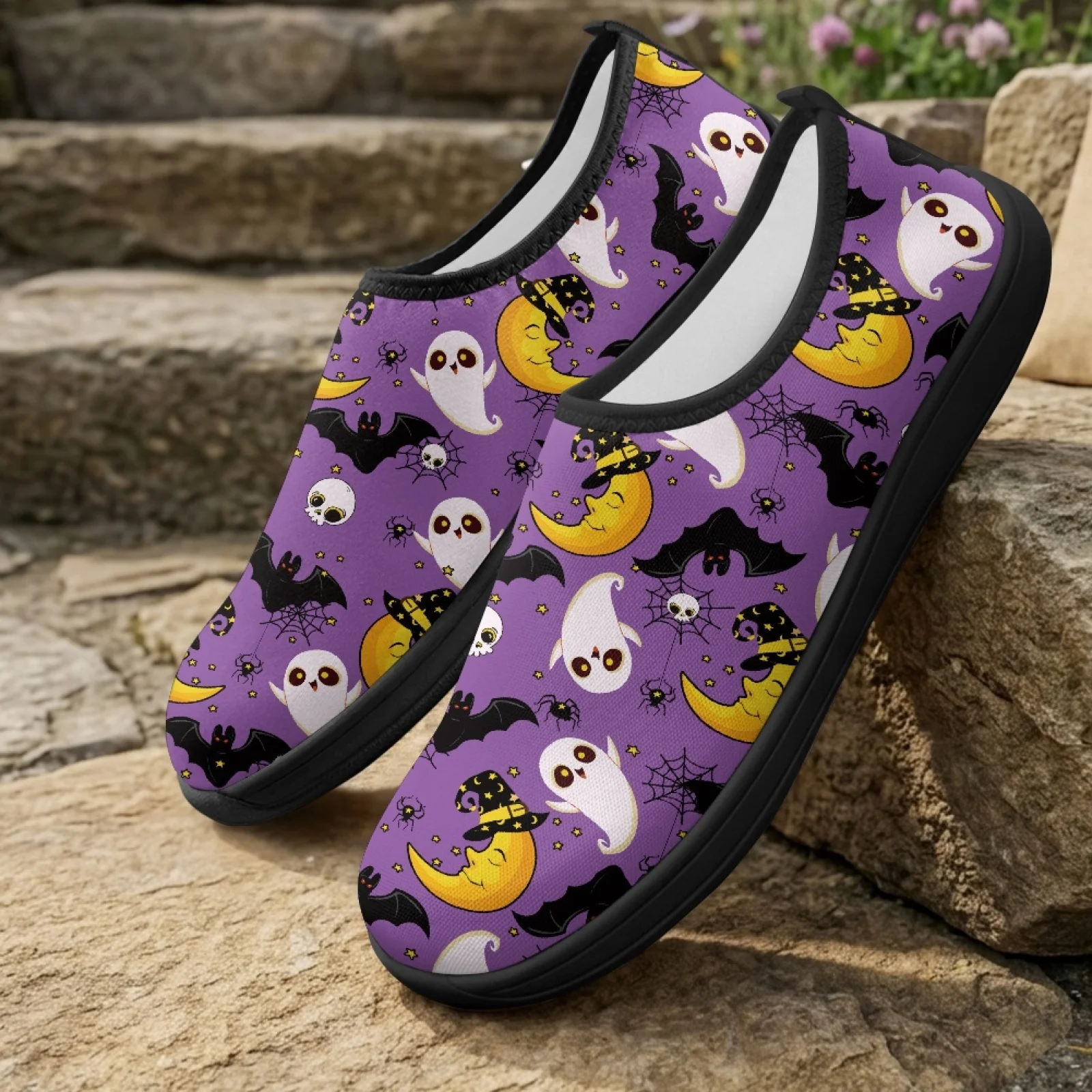 PENSTROLL Ghost Bat Pattern Lightweight Sports Shoes House Shoes for Men Wide Toe Box Workout Gym Shoes New Trend