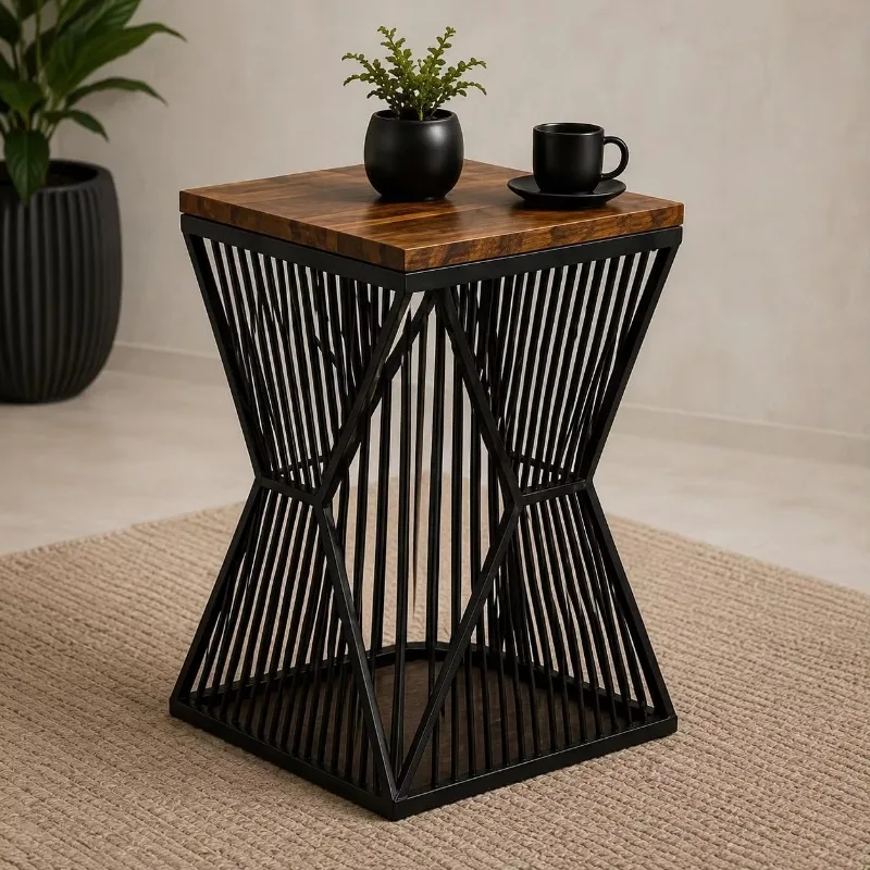 Unique geometric side table, modern sculpture style side table