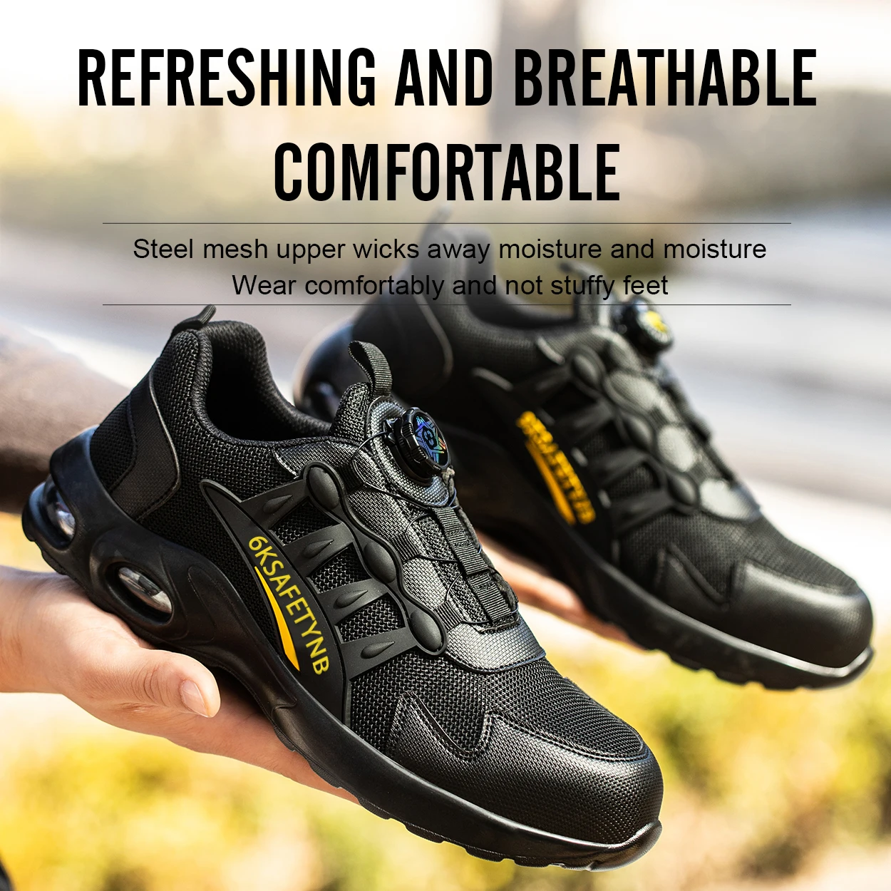 New Rotating Button Safety Shoes Men Steel Toe Sneaker Work Shoes Man Puncture Proof Work Safety Boots Industrial light