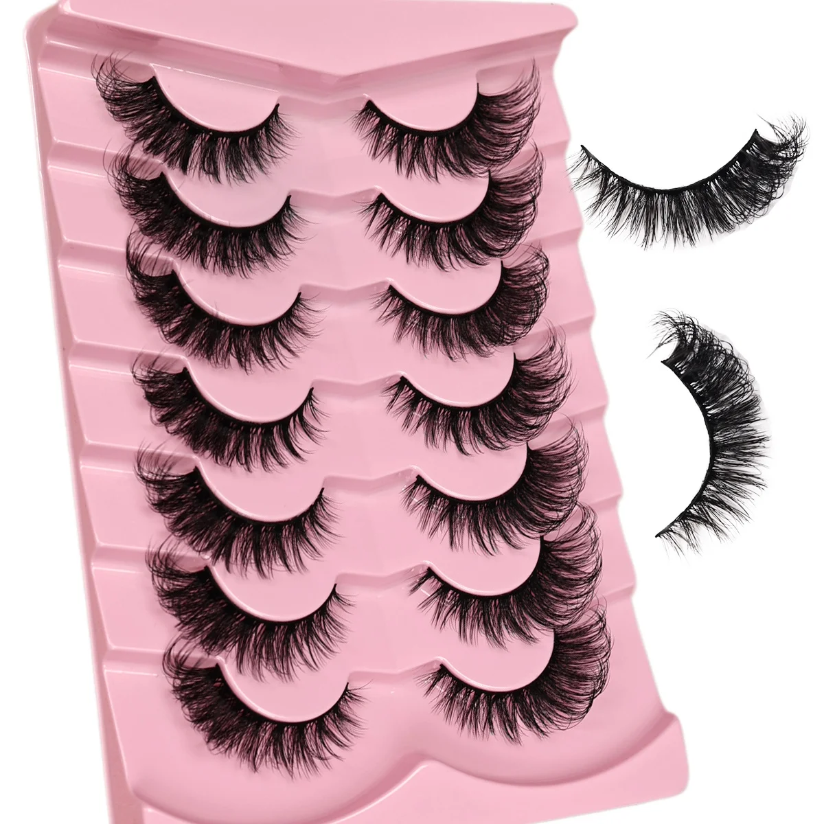 7 Pairs Fluffy Cat Eye Eyelashes 3D Volume False Eyelashes Natural Thick Fake Lashes Soft Reusable Eyelash Makeup Tools