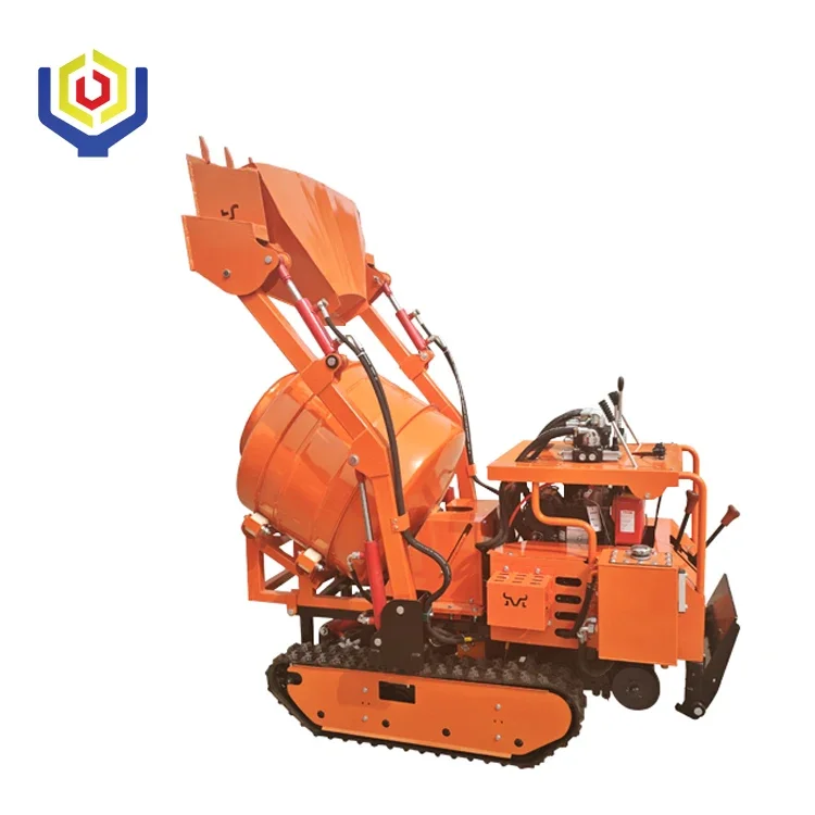 OUBOSEN China CE EPA 5.5HP Engine Mini Concrete Mixer Loader with Self Loading Track Dump 350L Truck 1 Year Warranty