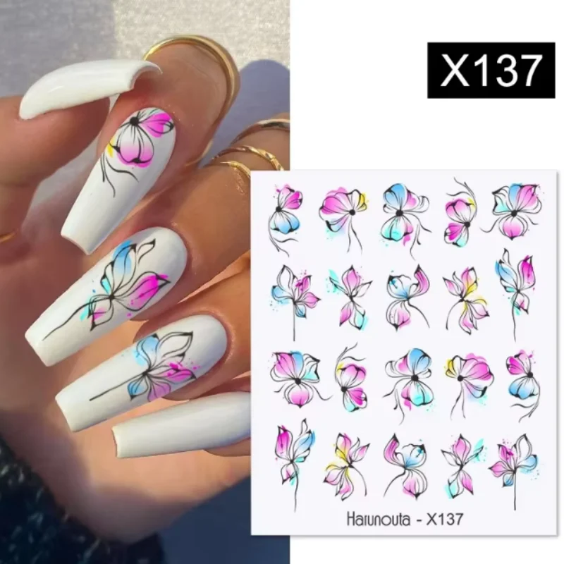 Harunouta 1 Sheet Nail Water Decals Transfer Lavender Spring Flower Leaves Nail Art Stickers Nail Art Manicure DIY image 6