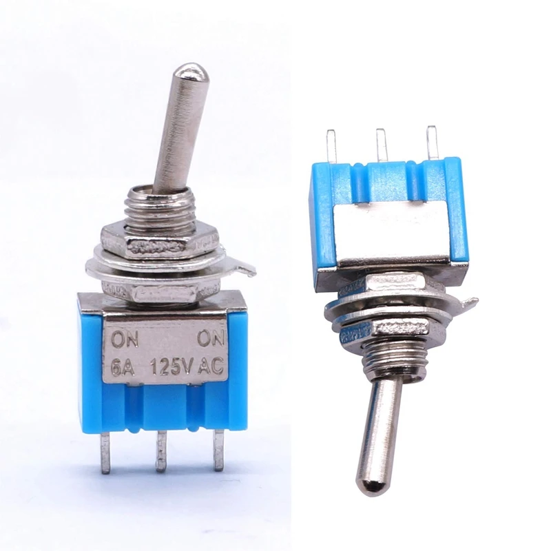 10Pcs SPDT Mini Toggle Switch 3-Pin 2 Position ON/ON Miniature Toggle Switch 6A 125V AC Toggle Switch MTS-102