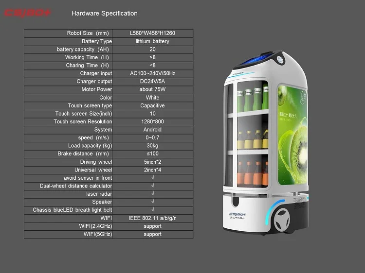 The Fine Quality Popular Csjbot Humanoid Ai Delivery Robot For Hotel Restaurant Room Service