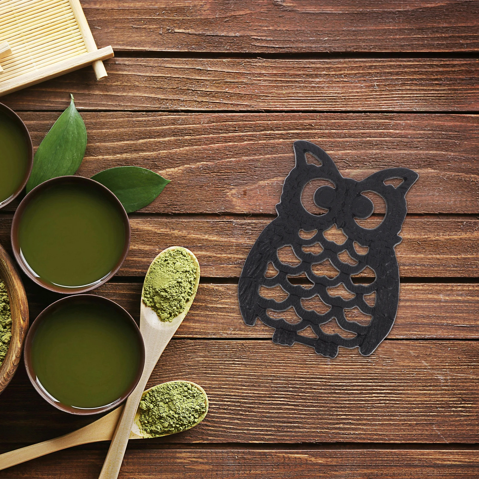 

Cast Iron Insulated Pot Holder Heat Resistant Non Slip Kitchen Mat for Countertop Coffee Mug Pads Dark Brown Rubber Pan Dish