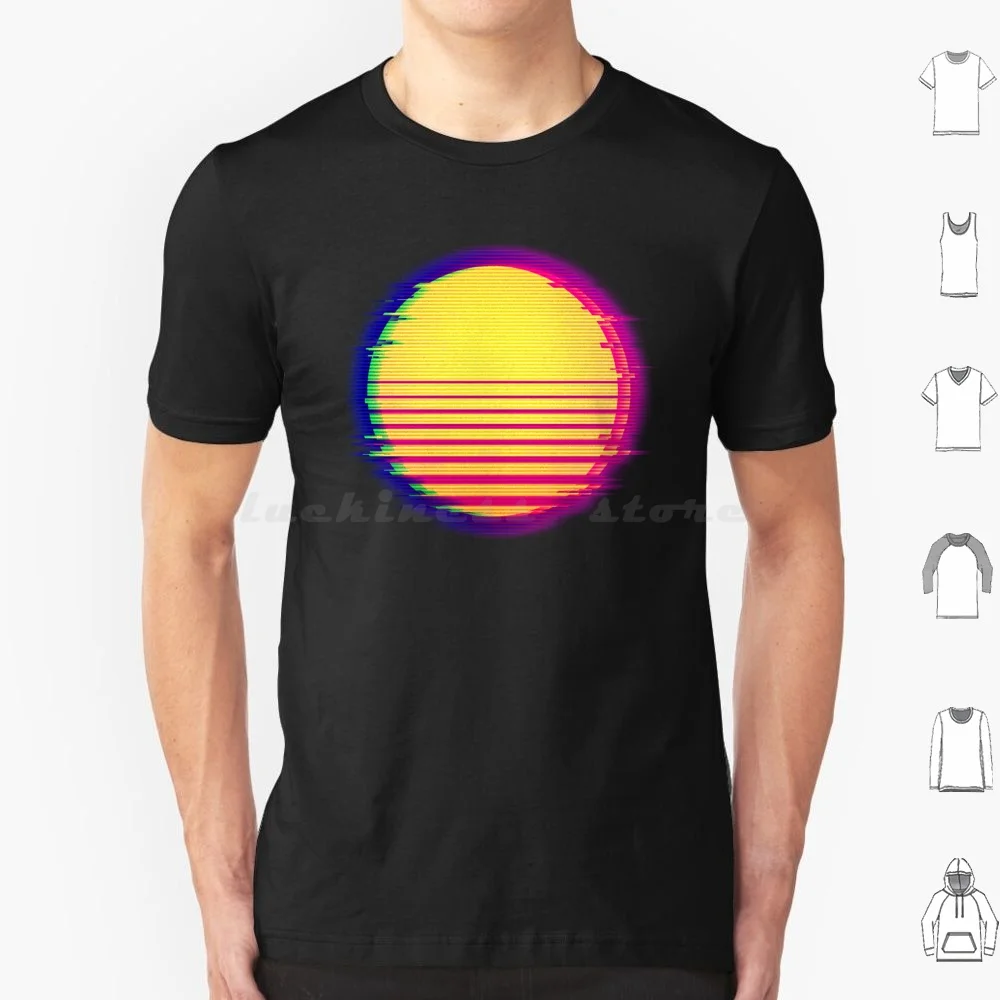 Retro Sun Vaporwave Synthwave Glitch Aesthetic T Shirt Big Size 100% Cotton Vaporwave Aesthetic Sad Boy Retrofuturism Synthwave