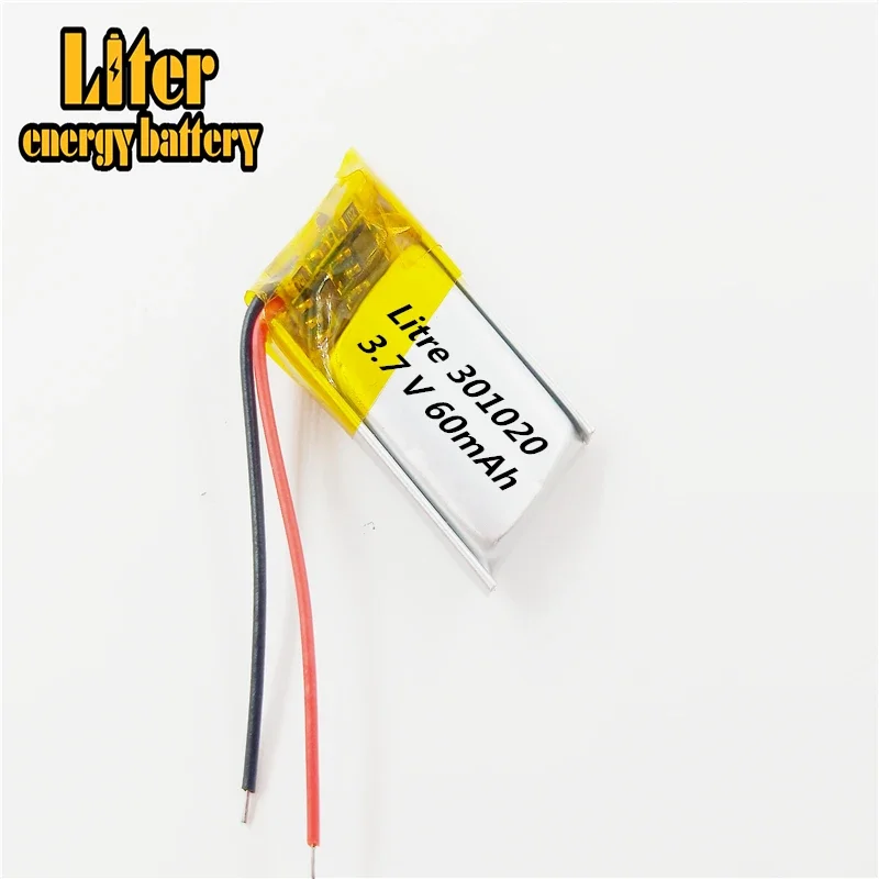 3.7V 60mAh 301020 Lithium Polymer Li-Po li ion Rechargeable Battery cells For Mp3 MP4 MP5 GPS mobile bluetooth