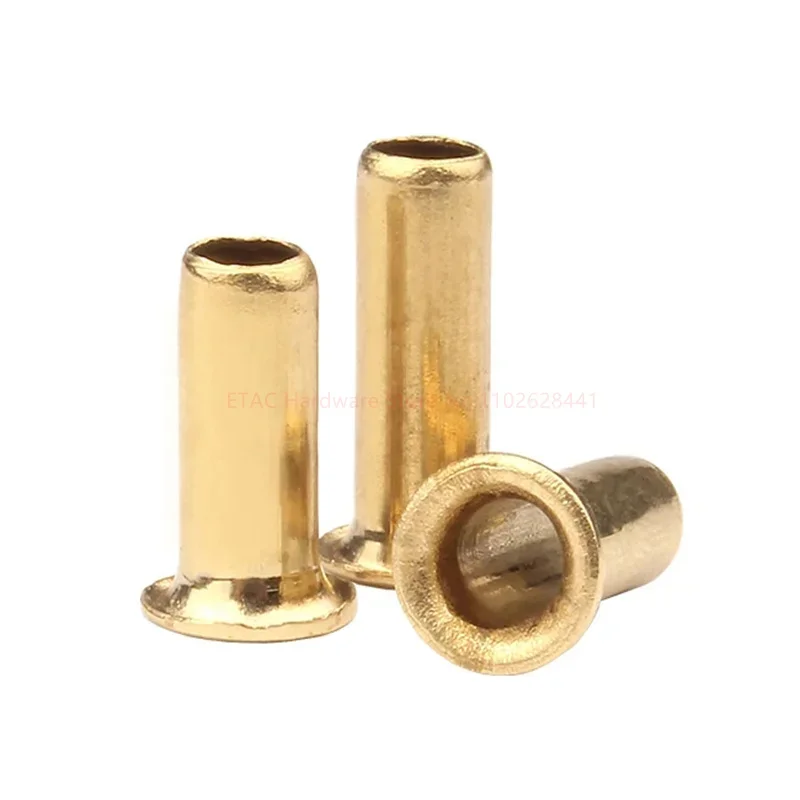 0.9 1.3 1.5 2 2.3 2.5 3 3.5 4 5 6mm occhielli in metallo ottone dado rivetto cavo rame foro passante occhielli per rivetti