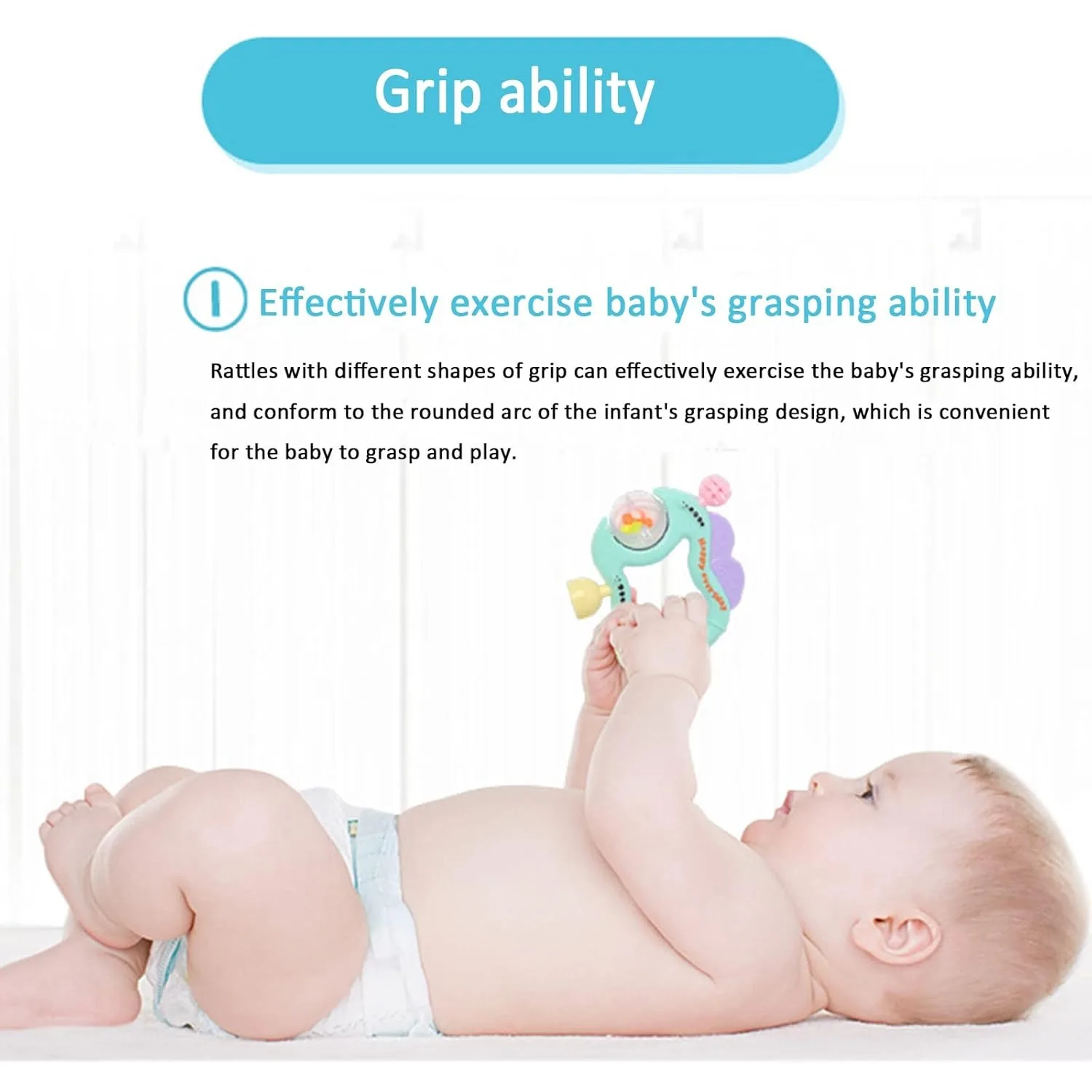 Rattles for Infants Teething Toys for Babies 3-6-12 Months Developmental Baby Early Education Toys Newborn Silicone Puzzle Teeth
