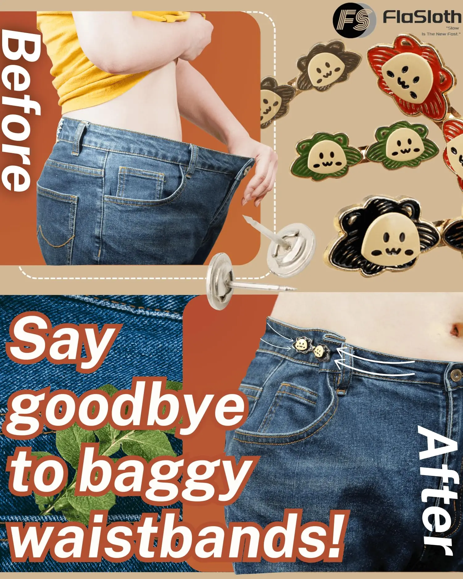 ルーズジーンズとパンツ用のジーンズボタン、パンツウエスト締め、ウエストバンド用の調節可能な縫い付け不要ボタンピン