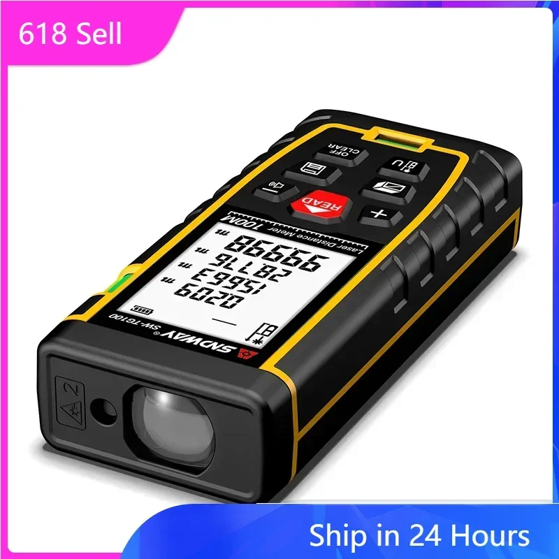 Sndway durável laser rangefinder altura precisa fita laser medida 50m 100m 120m medidor de distância digital roleta trena lazer
