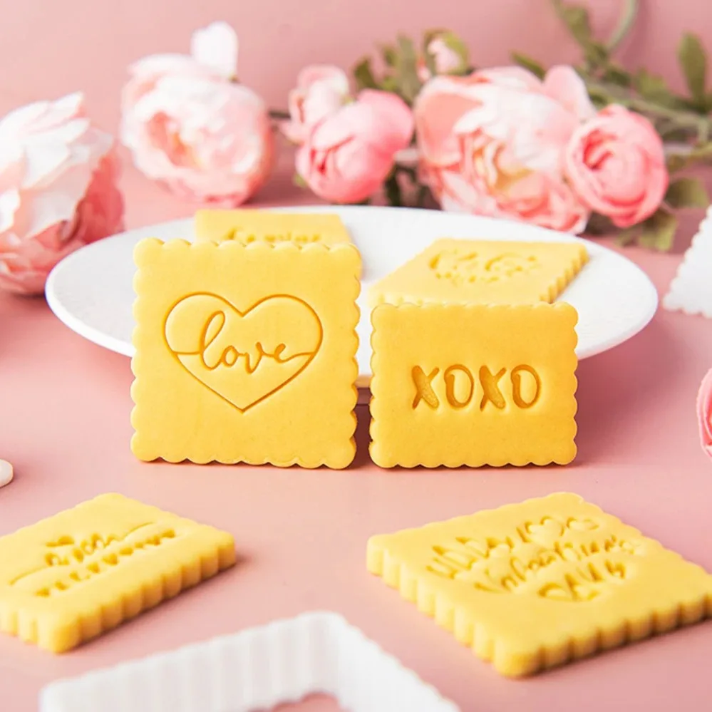 Valentine's Day Cookie Cutters English Cookie Mold 3D Cake Fondant Cutting Mold DIY Kitchen Baking Tools