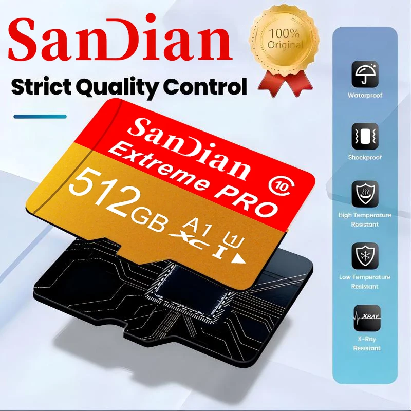 Advanced SD Cards TF Cards Micro TF SD Card Memory Card 64GB 128GB 512GB Waterproof Dustproof A2 V30 for Gaming Drone GoPro