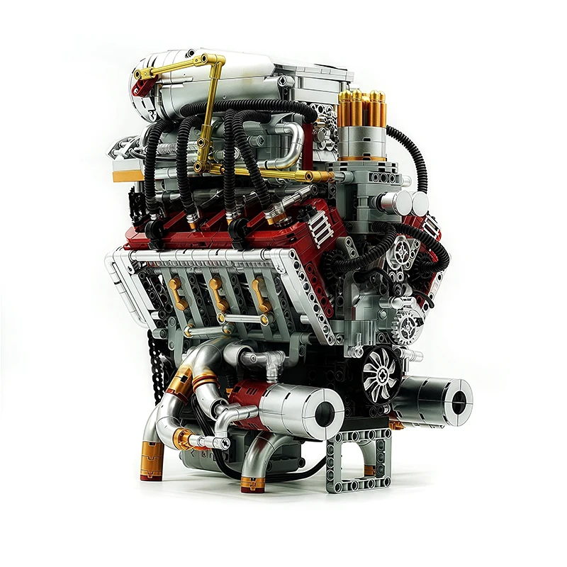 Luxury Y15001 Super Car V8 Engine Model Kit Vehicle Engine Kids Boys DIY Toys Building Blocks Set Puzzle Adults Chrismas Gifts