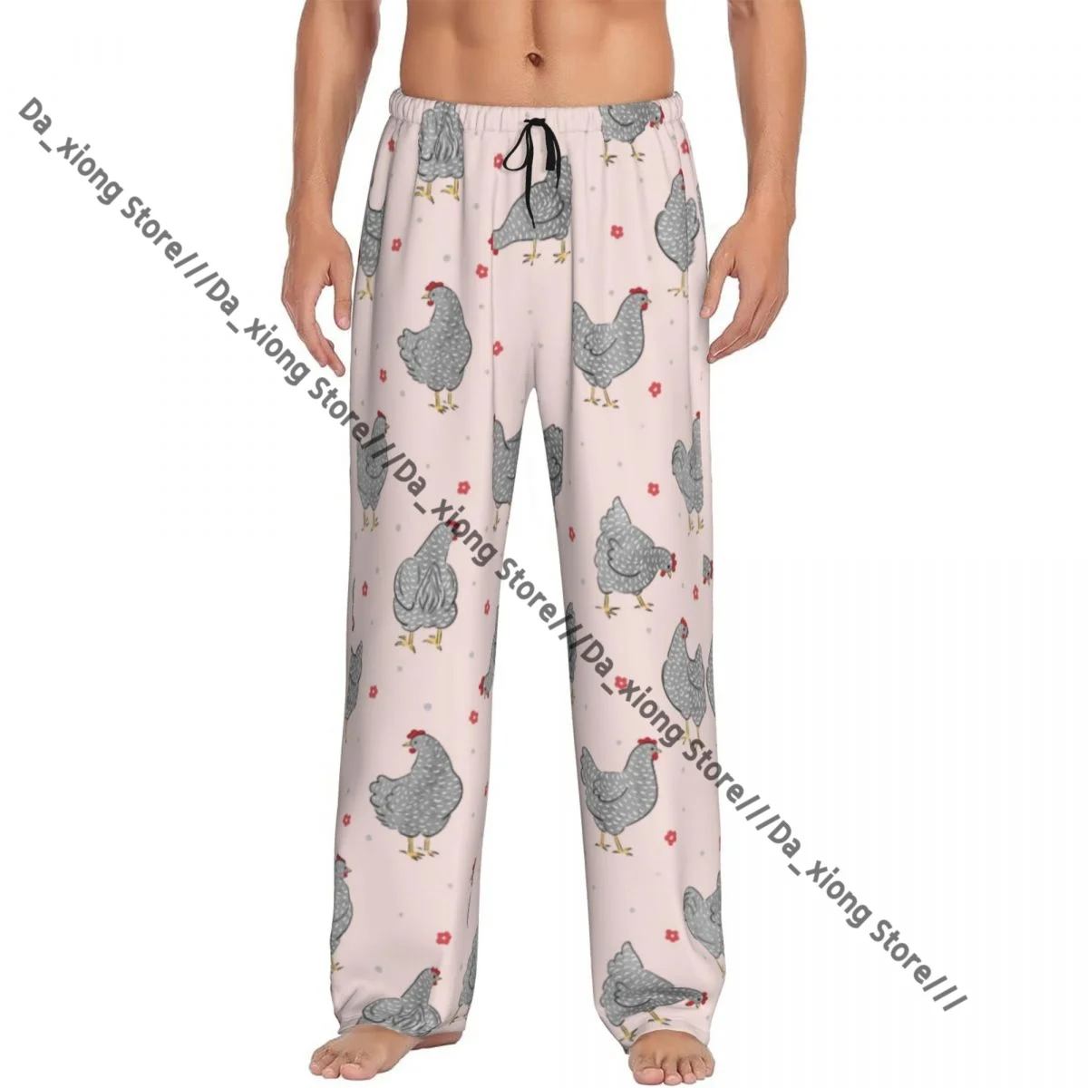 

Men's Casual Pajama Sleeping Pants Speckled Hens Chicken Illustration Lounge Loose Trousers Comfortable Nightwear