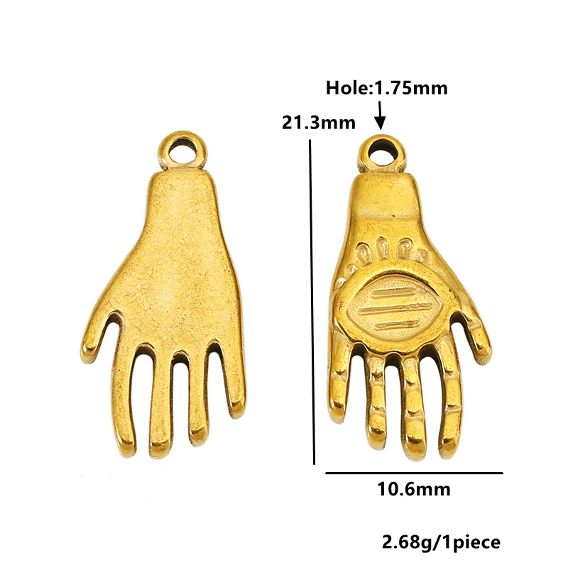 5pcs Stainless Steel Palm Eyes Hand Heart Charms Gold Plating for Women Bracelet Necklace Pendant DIY Jewelry Gift Supplies view 5