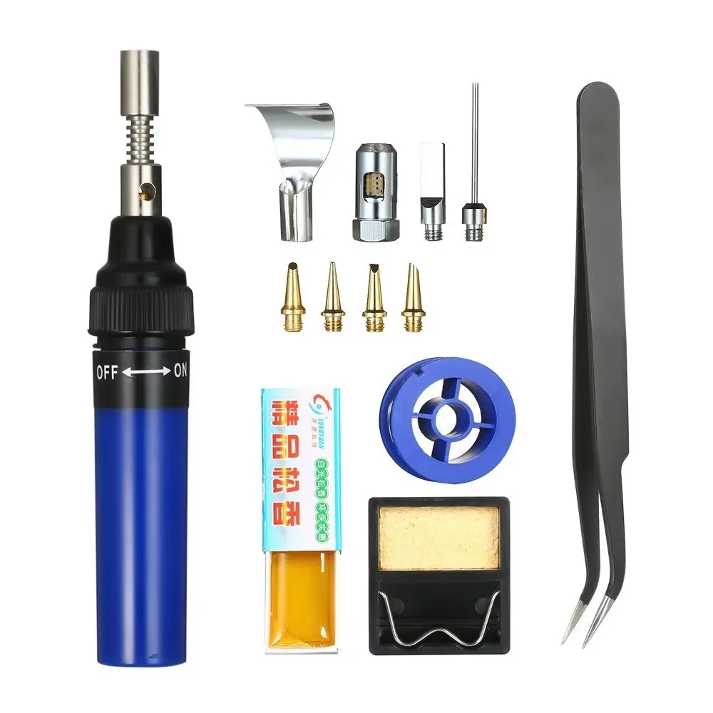 

13pcs 13 in 1 Soldering Iron Kit 26ml Full Electronics Set Pen Welding Tool Car Repairing Gas Soldering Self-igniting Torch Outd