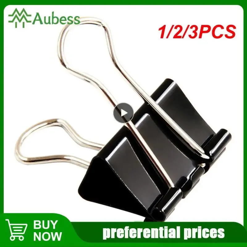 1/2/3PCS Paper Clip Black Metal Binder Clips File Binder Clips Office School Stationery Paper Document Clips Grip Clamps 60mm