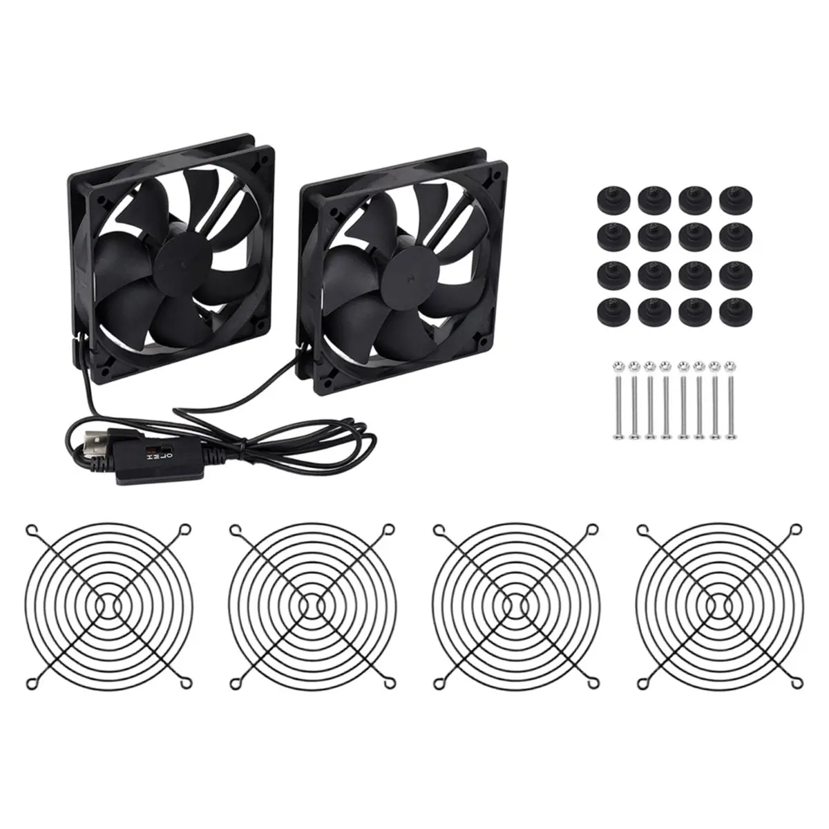 [AC18 Digital]/ 2PCS Dual USB 5V 120mm Cooling Fan 3-Speed Adjustable PWM Control High Airflow Anti-Vibration Design for 8U