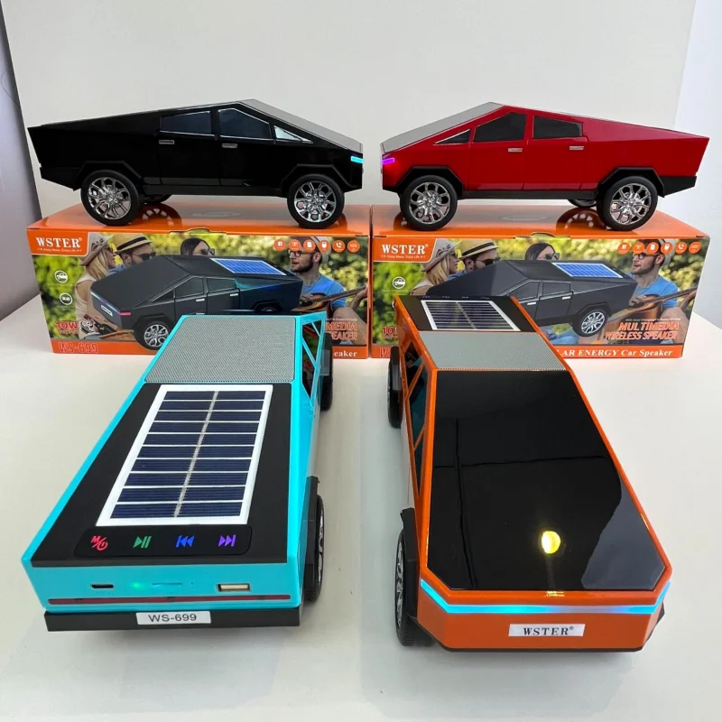 

WS-699 Cyber Pickup Car Shaped Bluetooth Speaker with TF USB FM TWS RGB Light Wireless Music Play Solar Charging Soundbox