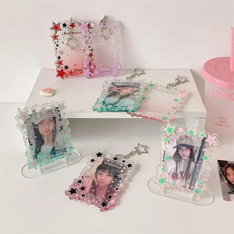Cute Star Gradient PVC Photocard Holder For Idol Cards – Keychain, Bag Pendant, Gift