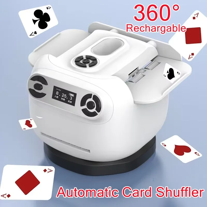 

360° Rotating Automatic Card Shuffle Dealer Machine for 1-2 Decks Playing Cards Rechargable Poker Playing Dealer Machine