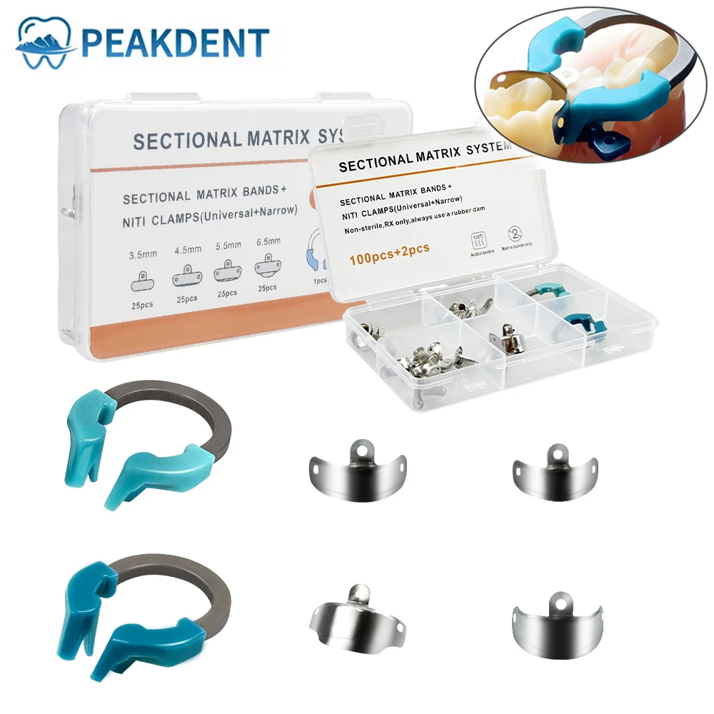 

Dental Matrix Bands NITI Metal Matrices Clamp Ring Sectional Contoured Matrix System Nickel Titanium Clamping Ring Dentist Tools