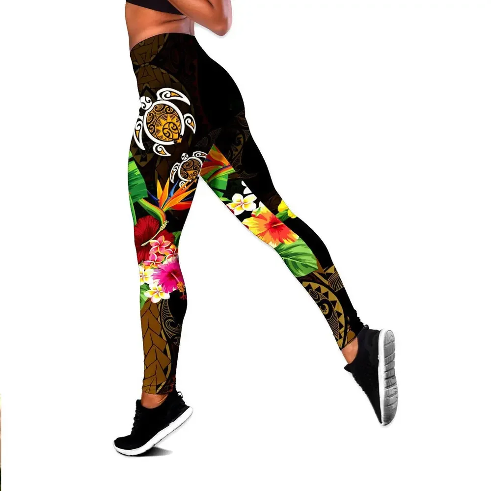 Fashion Beautiful Amazing Ponylesian Turtle Tattoo 3D Over Printed women Legging & Tank top Sexy Elastic Female Skinny Leggings