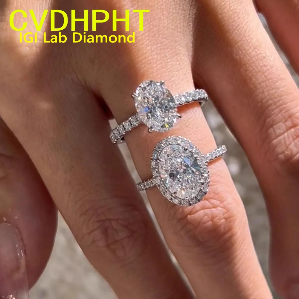 customize  Real Au585 14K White Gold Ring IGI Lab Growing Diamond Ring Oval shape D Color 3Ct wedding &Engagement Ring ring