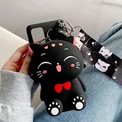 Cartoon Animal Coin Wallet Bag Case For Samsung Galaxy S26 S25 Edge S24 Plus S23 Ultra S22 S21 FE Phone Cover With Lanyard