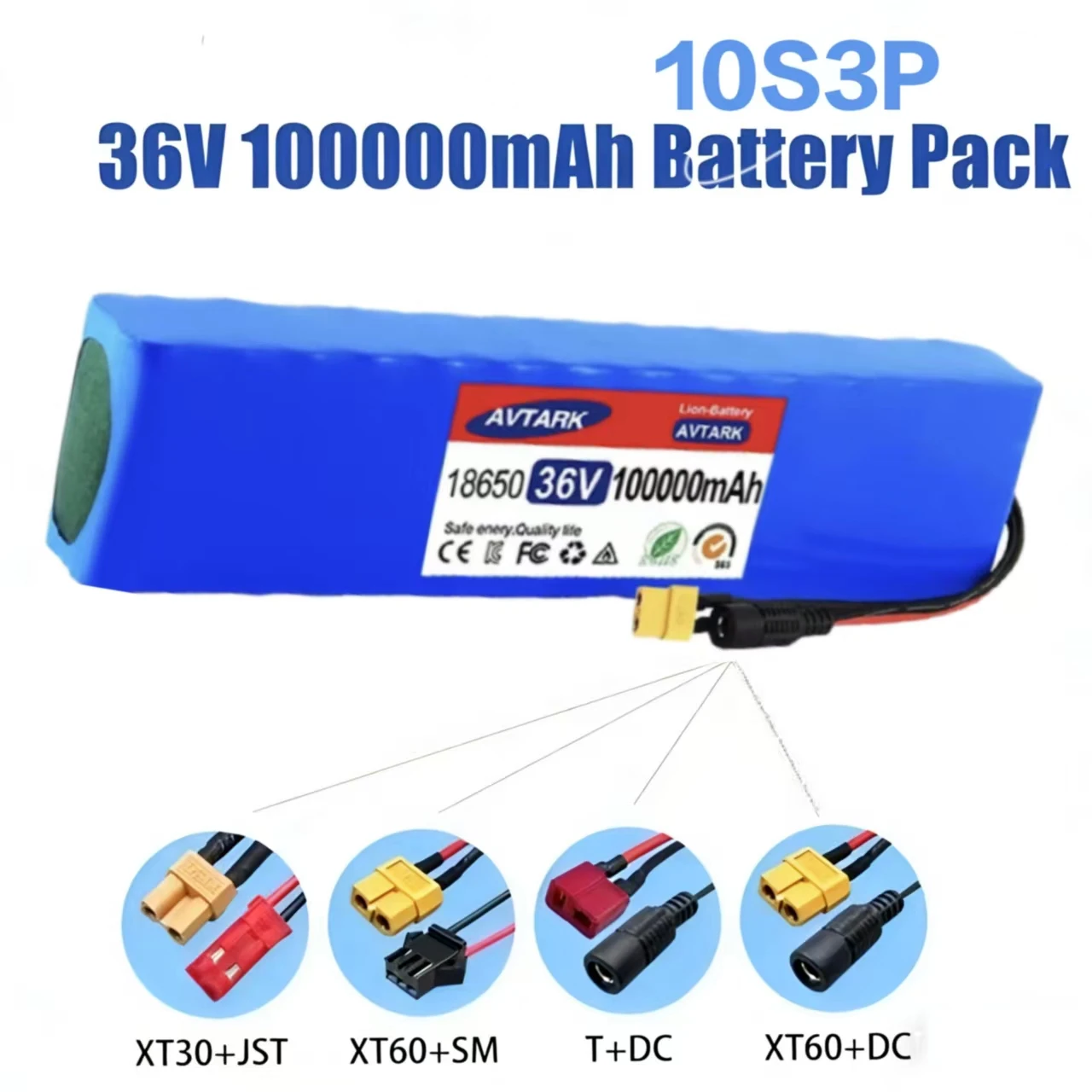 

36V 100Ah 100000mAh 10S3P 18650 Lithium Battery Pack 42V 1000W With BMS For Electric Scooter Power Supply