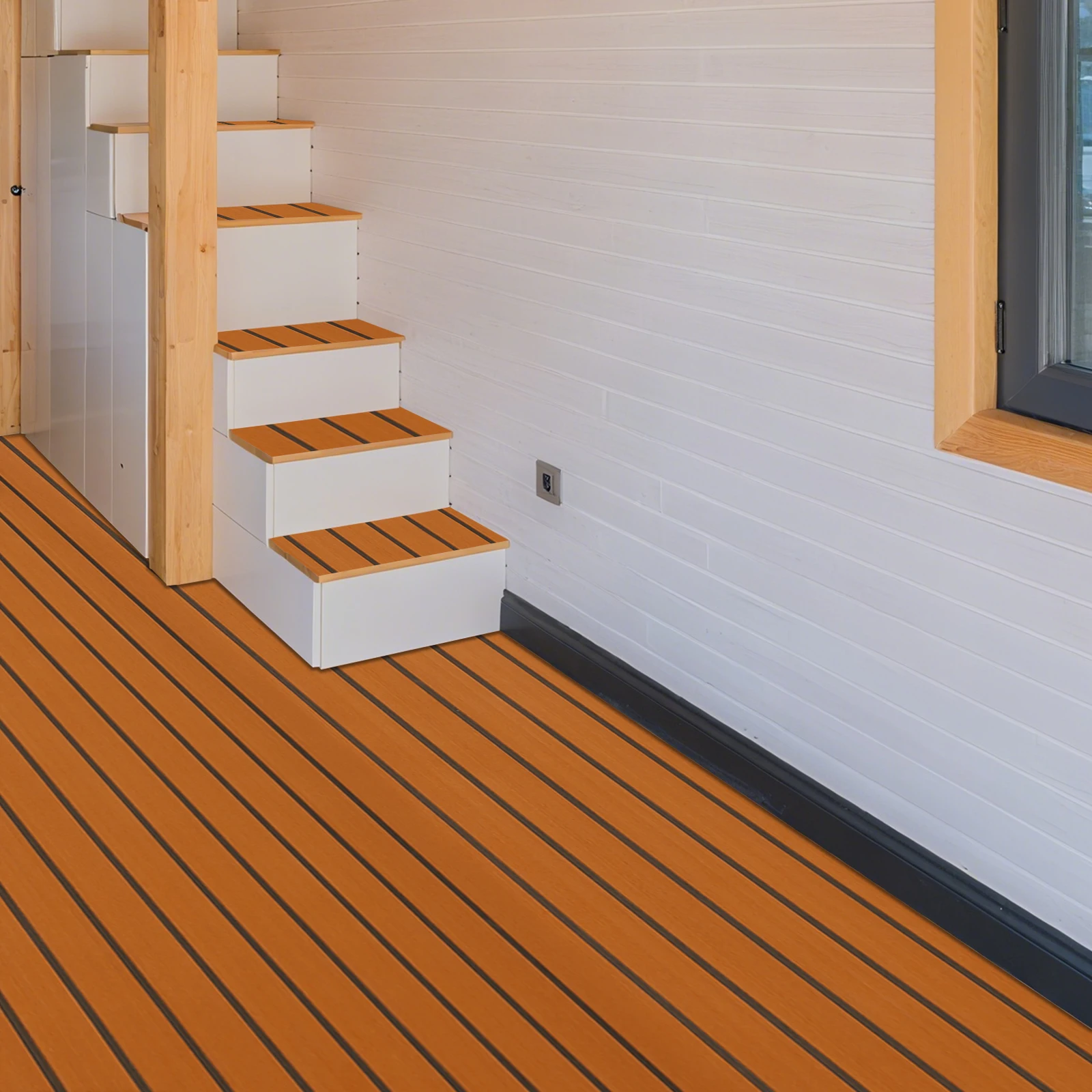 Estera de suelo marino de espuma EVA, autoadhesiva, impermeable, antideslizante, 106.0 x 35.0 in, 6mm de espesor, para cubierta marina, RV, yate