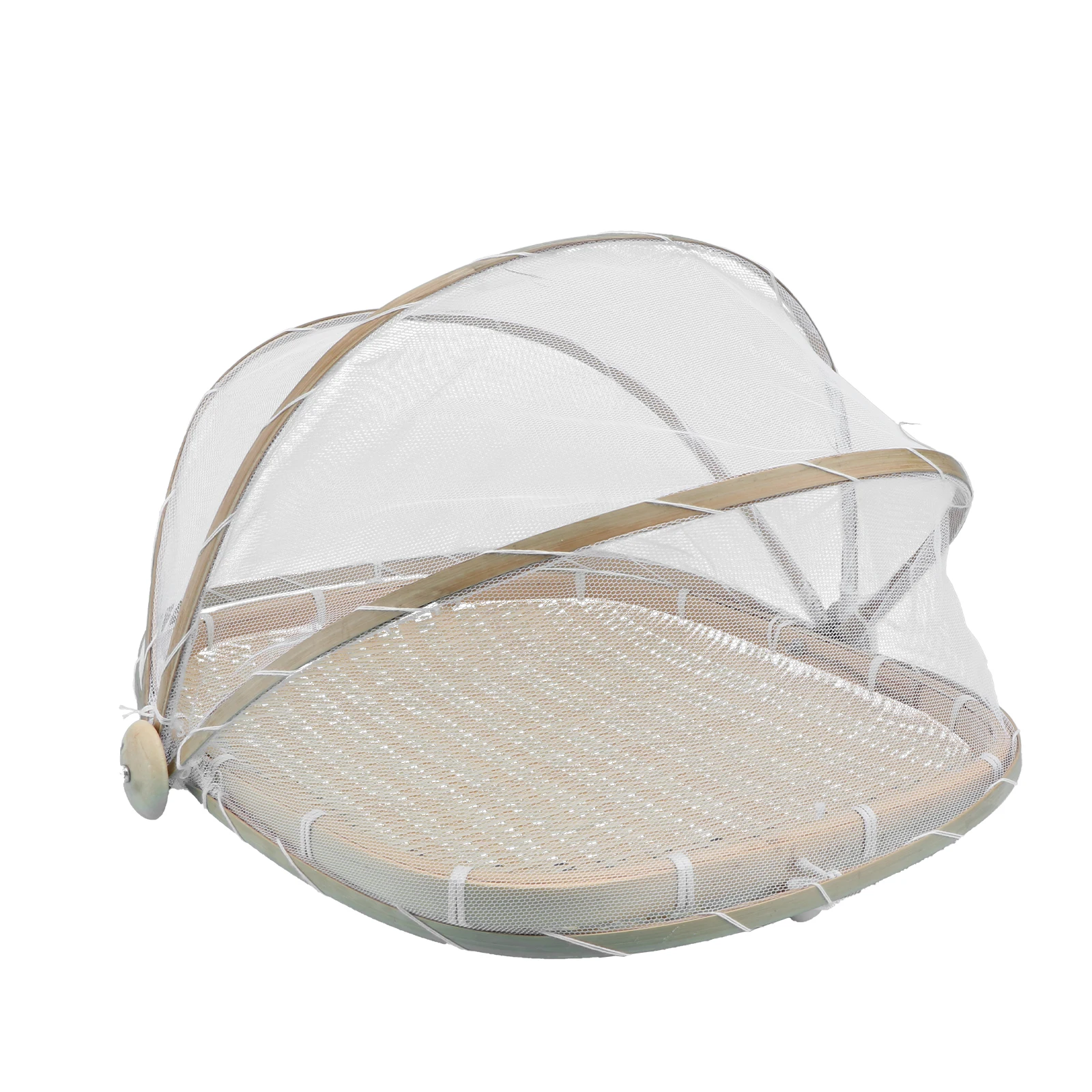

1pc Bamboo Woven Basket Sturdy Wear Resistant Food Cover Bread Kitchen Storage Container Mesh Dry Home Kitchenware Small Size